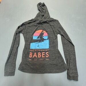 Alternative Apparel Backcountry Babes Hoodie Women's Small Gray Graphic Pullover